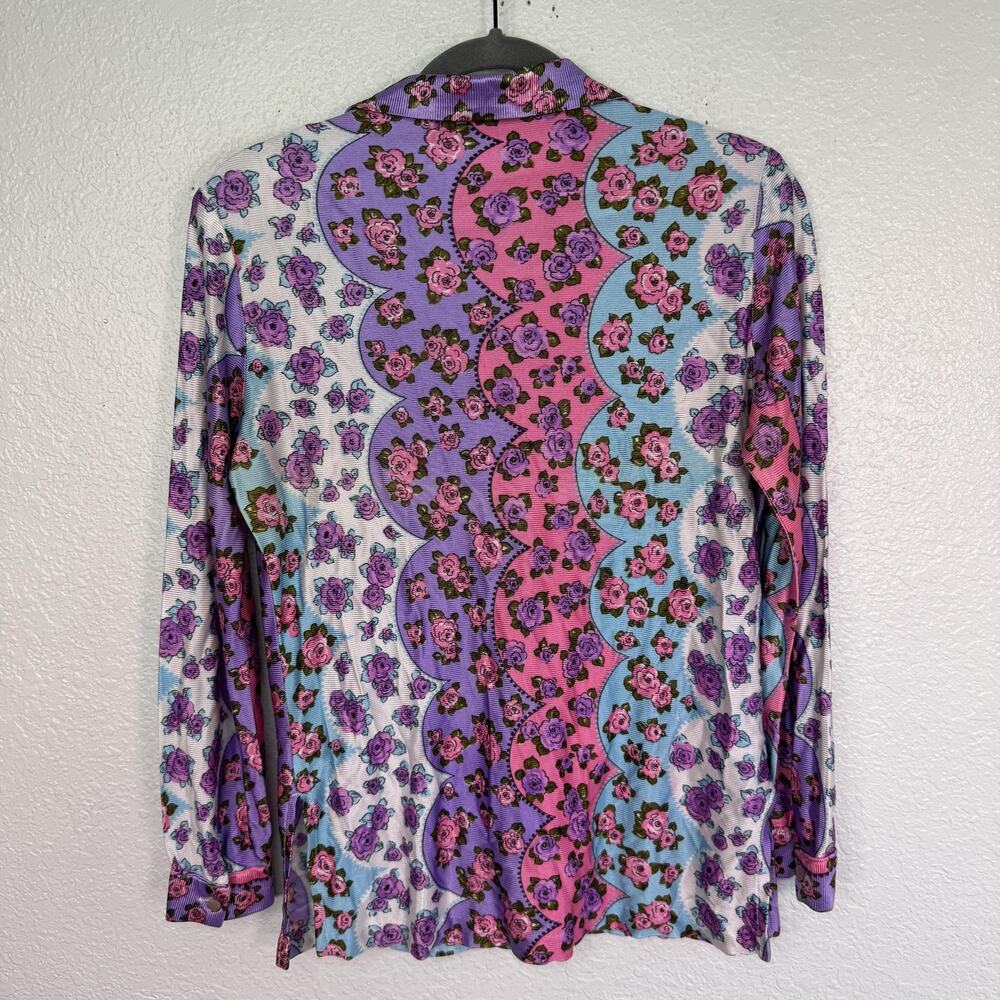 Vintage Stockton Shirt Womens Retro Floral Disco Button Up Blouse 70s 80s S/M - Picture 2 of 13